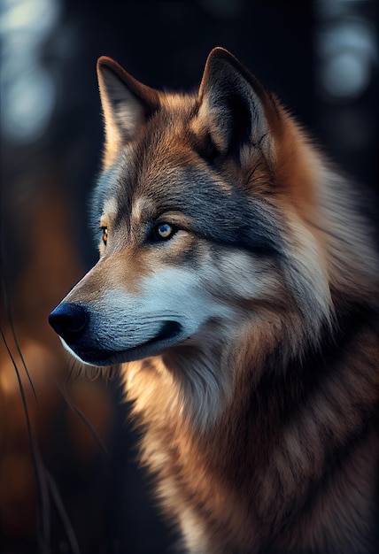 Wolf mit blauen stechenden Augen IA generativa