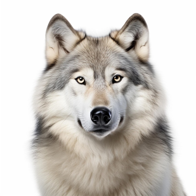 Wolf mit weißem Hintergrund in hoher Qualität ultra hd