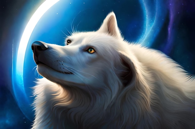 Wolf nebulosa galaxy camiseta arte design camisa impressão splash art estilo retrato cartaz