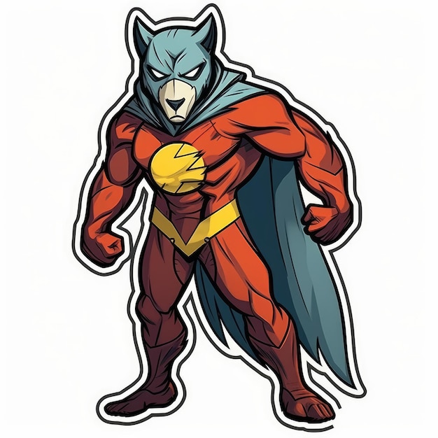 Wolf-Superhelden-Vektoraufkleber