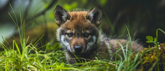 Wolfsjungen erforschen den Wald