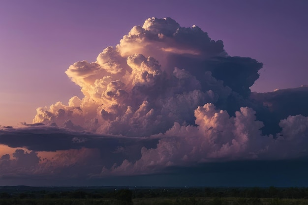 Wolke am lila Himmel bei Sonnenuntergang