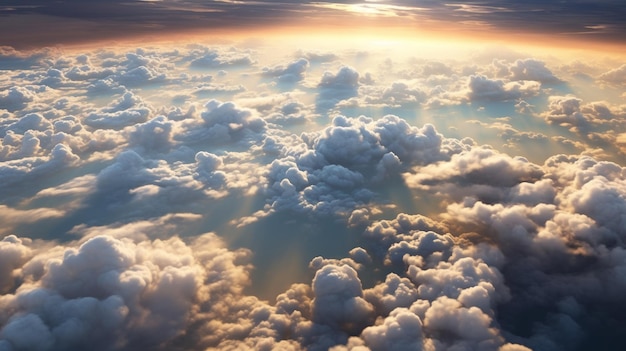 Wolken aus dem Fenster eines Flugzeugs Generative KI