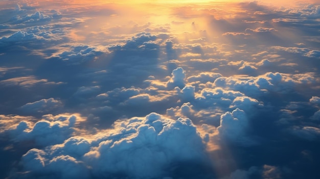 Wolken aus dem Fenster eines Flugzeugs Generative KI