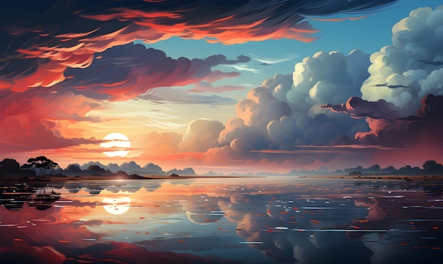 Wolken über dem Wasser bei Sonnenuntergang