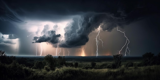 Wolken und Blitze bei stürmischem Wetter