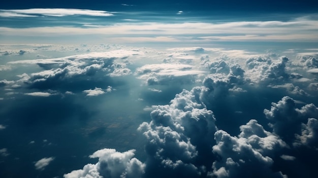 Wolken und Himmel von der Flugzeugfensteransicht