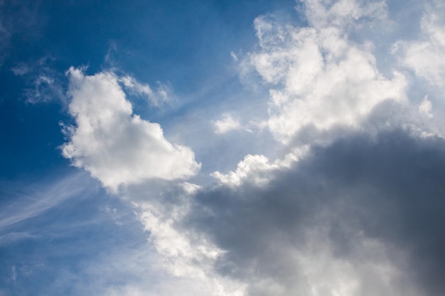 Wolken von der Sonne beleuchtet, die Sonne hinter den Wolken.