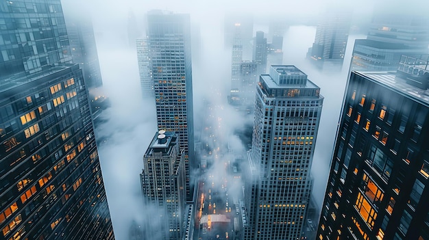 Wolkenkratzer im Nebel Chicago Illinois USA