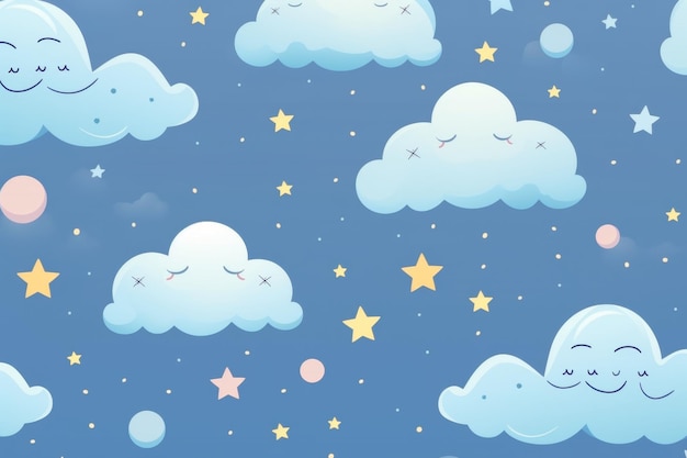 Wolkenmuster mit Sternen im Kinderstil