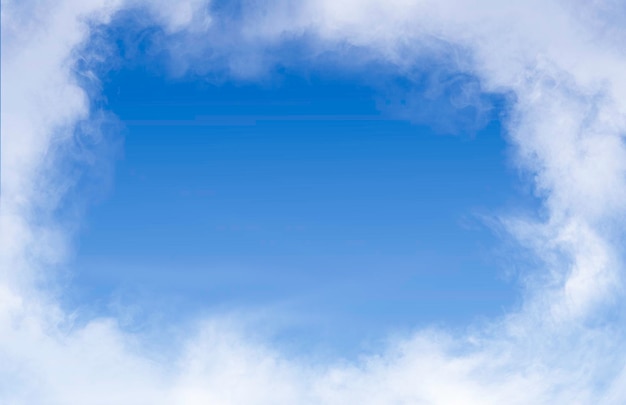 Foto wolkenrahmen auf einem hintergrund des blauen himmels