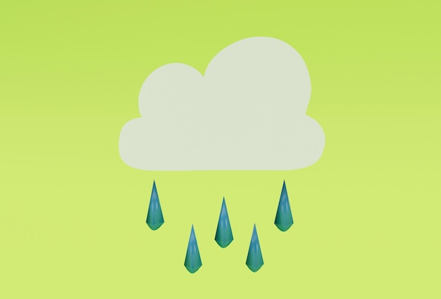 Wolkenwettersymbol 3d-Illustration minimales Rendering auf Nadelbaumhintergrund