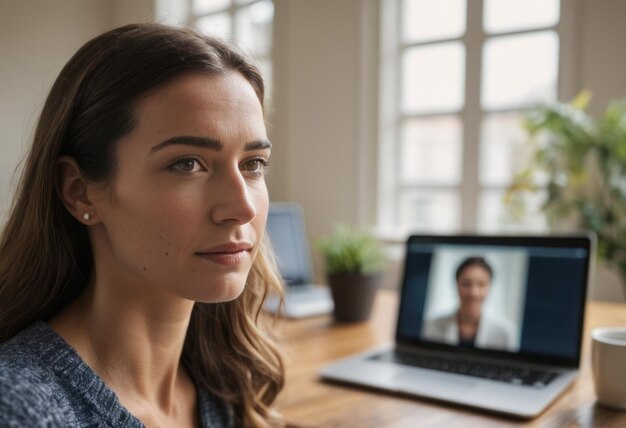 Foto woman participating in a telehealth session from home represents the accessibility of healthcare