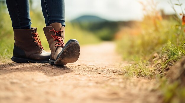 Woman039s Schuhe auf ihren schönen Füßen Natur-Hintergrund