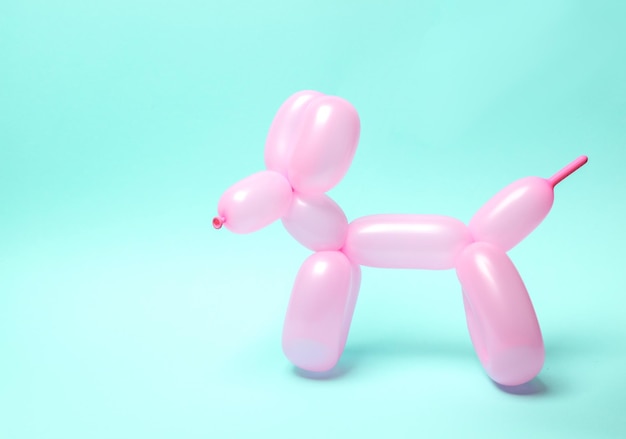 Womans hand holding a balloon dog on a leash