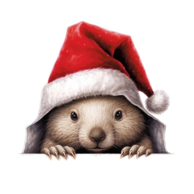 Wombat trägt Weihnachtsmütze