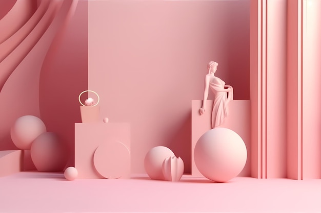 Womens Days Decoration Schöner Hintergrund mit feministischem und minimalistischem StilSoft Color 3D Design