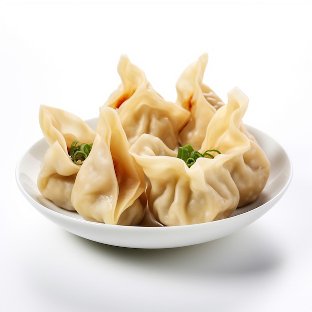 Wontons com fundo branco de alta qualidade ultra hd