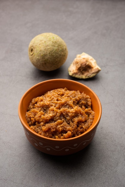Wood Apple ou Kavath chutney é uma receita de acompanhamento azedo e doce da Índia