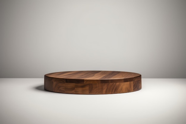 Foto wooden round podium for product with white isolated background generated ai