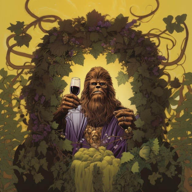 Foto wookiee wonders psychedelic comic book cover art inspiriert von jim starlins sacred drunken chewbacch