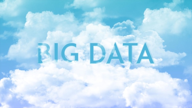 Word big data en las nubes con cielo colorido