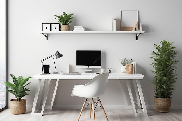 Work From Home Vibes Mockup de Mesa de Escritório