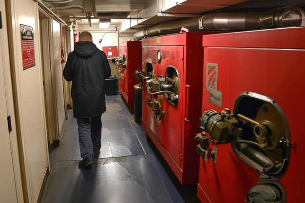 Foto a worker inspects a thermal energy storage tank component in utilizing excess heat for powering indu