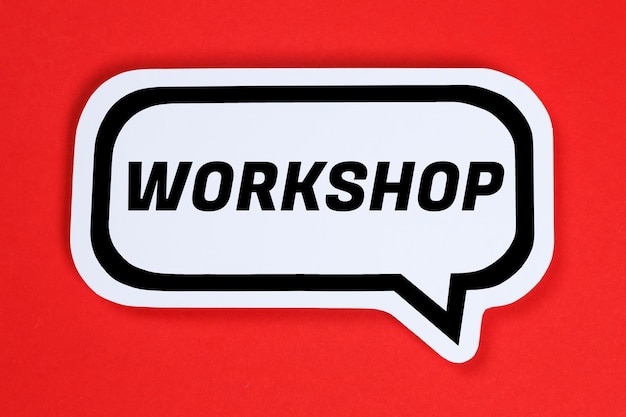 Workshop Training Lernen Lehrseminar Bildung in einem Sprechblasen-Geschäftskonzept