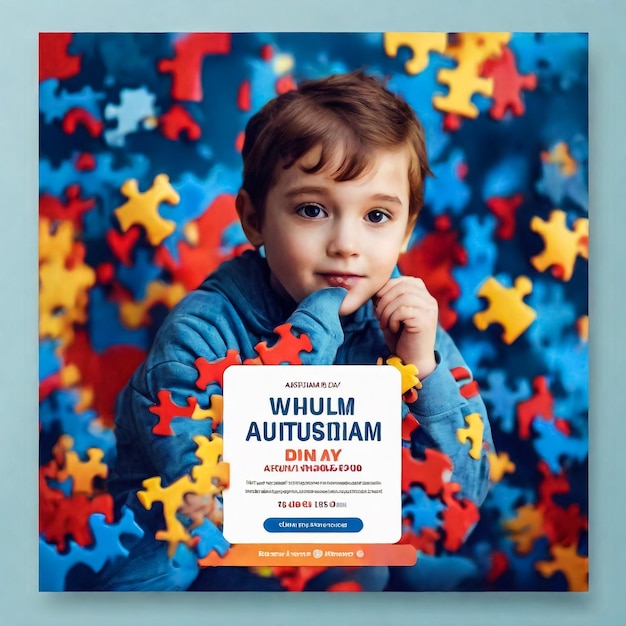 World Autism Awareness Day Banner Vorlage flache Illustration bearbeitbar von quadratischem Hintergrund geeignet für soziale Medien oder Grußkarten