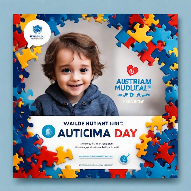 World Autism Awareness Day Social Media Post Banner Design Template Set World Autism Day bunte Puzzle Vektor Banner Symbol von Autismus Autismus Gesundheitsversorgung