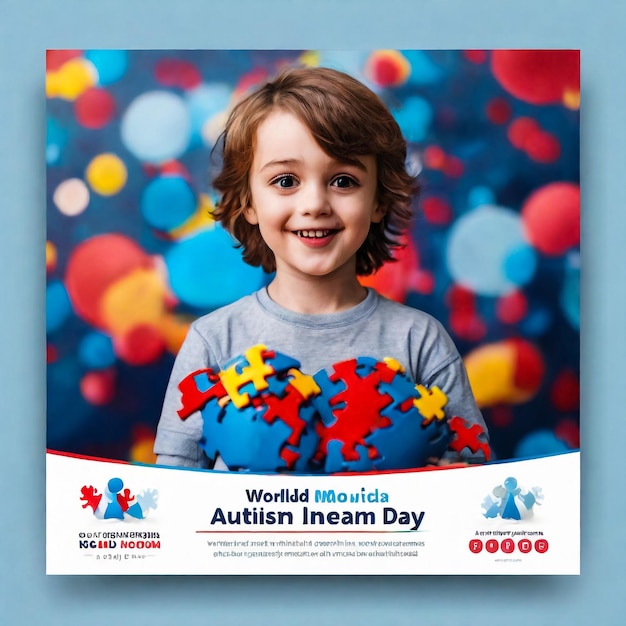 World Autism Awareness Day Social Media Post Banner Design Template Set World Autism Day bunte Puzzle Vektor Banner Symbol von Autismus Autismus Gesundheitsversorgung