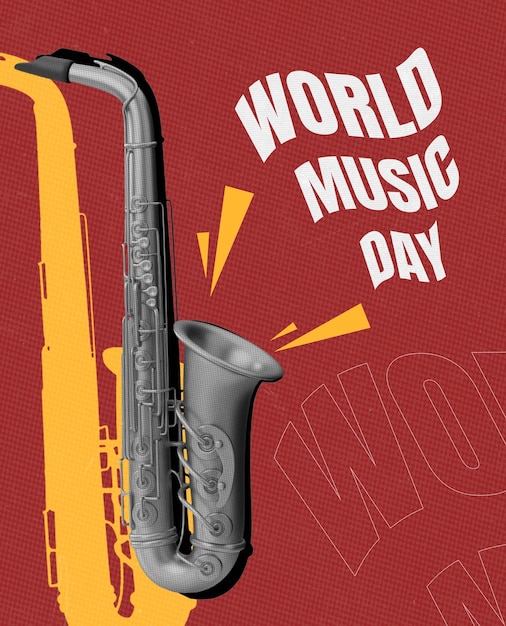 Foto world music day collage design