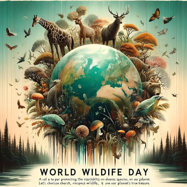 World Wildlife con el animal en el bosque AI Generado