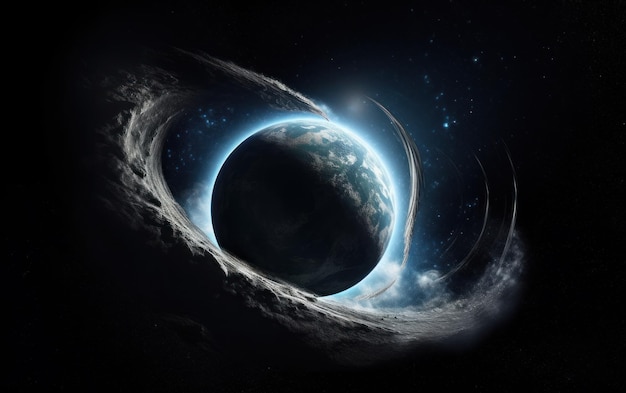 Wormhole engolindo a lua e a terra