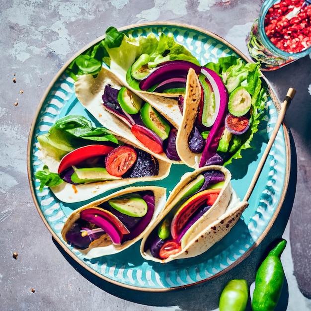 Wraps saludables de hummus de verduras a la plancha y remolacha