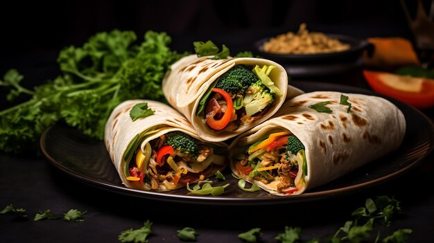 Wraps de tortilla de verduras frescas