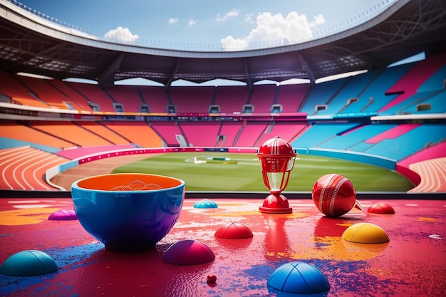 würde cricket cup ball stadion mit lebendigen farben ultra hd