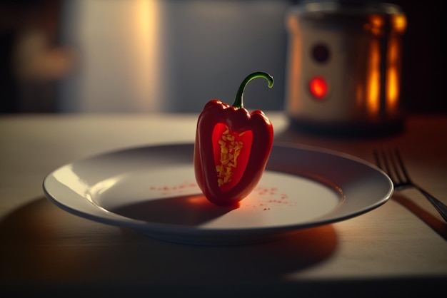 Würzen Sie Ihr Leben Roter Chili-Pfeffer auf weißem Teller zum Kochen von Speisen