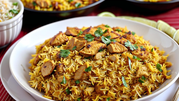 Würziges und leckeres indisches, würziges Hühnchen-Biryani-Essen