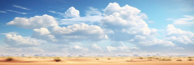 Wüste auf blauem Himmel mit weißen Wolken