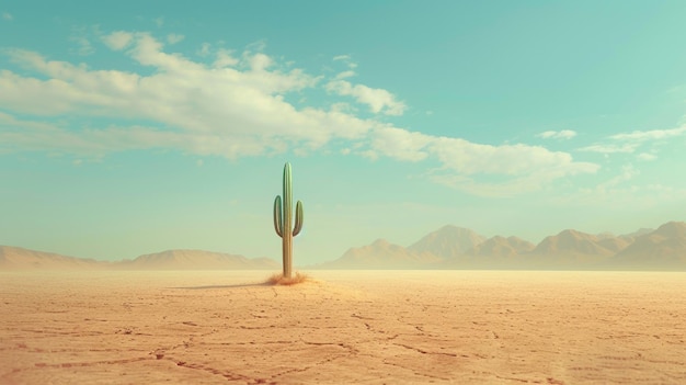 Wüstenlandschaft mit einem einsamen Kaktus