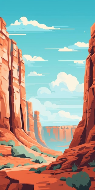 Wüstenlandschaft Vektor-Illustration majestätische Häfen und türkisfarbener Himmel