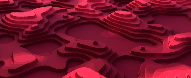 Wüstenrote Schluchten abstrakte Landschaft Halbkreisförmiger Sandstein mit 3D-Renderverlauf