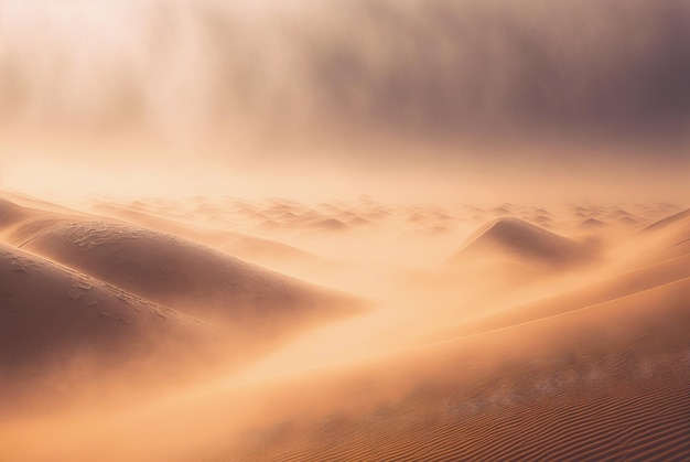 Wüstensandlandschaft Atmosphärische malerische imaginäre Ansicht Wolken und Sandsturm Generative KI