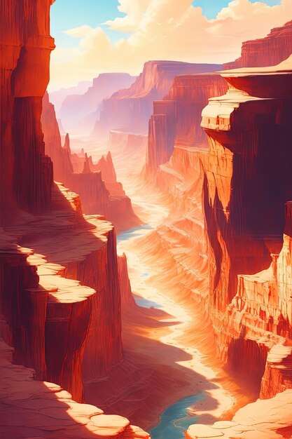 Foto wüstenträume in aquarell-canyons und mesas