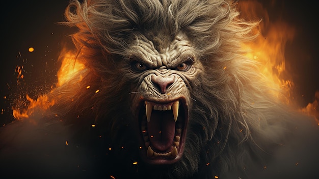 Wütender schreiender Gorilla König Kong schreiend im Dschungel generative KI