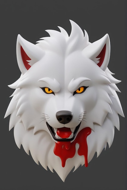 Foto wütender weißer wolf mit blut- und gold-aufkleber-stil