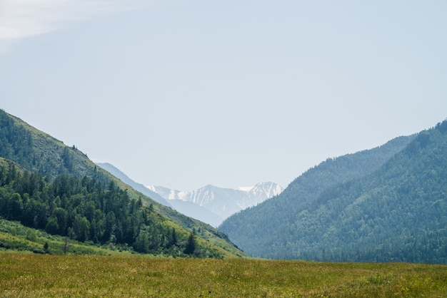 Wunderbare alpine Landschaft mit großen schneebedeckten Bergen