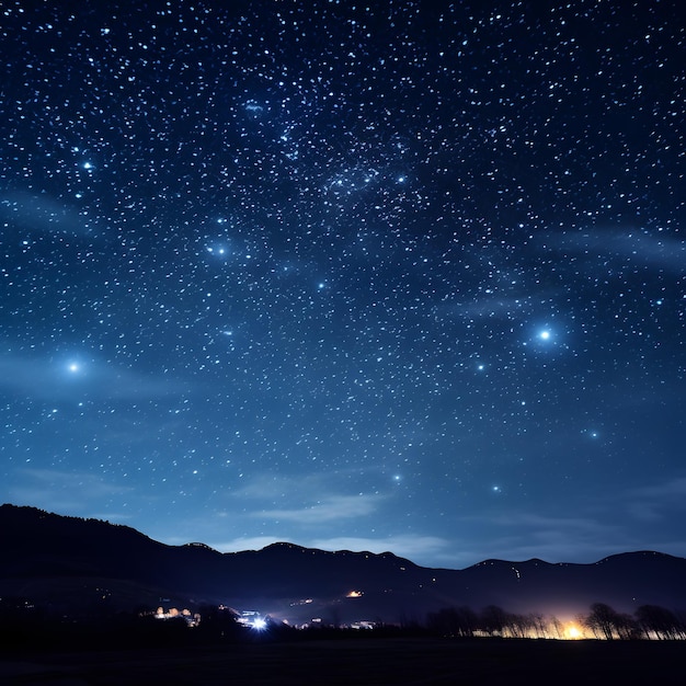 Wunderbare blaue Nacht mit heller Milchstraße und Galaxie. Wunderschön viele Sterne in der Nacht und im Weltraum. Klar